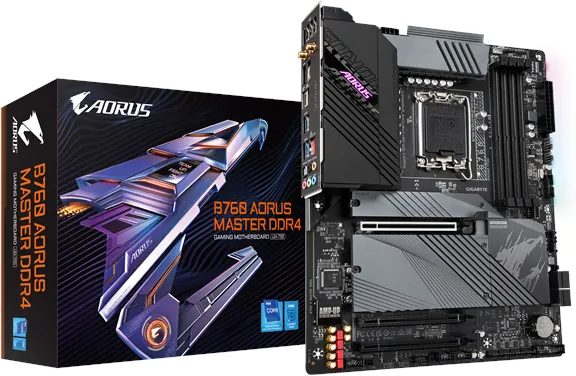 GIGABYTE B760 AORUS MASTER DDR4 Mainboard - Intel B760 - Intel LGA1700-Sockel - DDR4 RAM - ATX