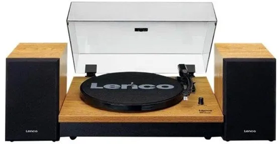 Lenco LS-300WD - Plattenspieler mit Bluetooth® und zwei separaten Lautsprechern - Holz - Plattenspieler Braun