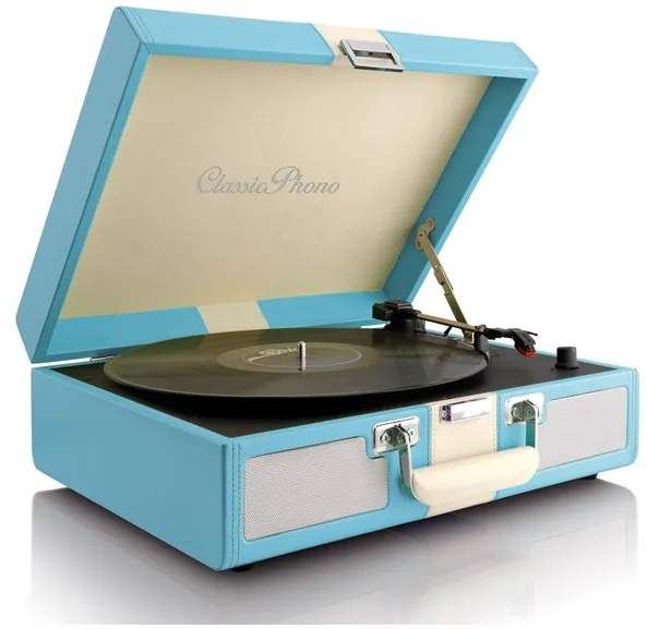 Lenco CLASSIC PHONO TT-33 - Plattenspieler im Koffer - Eingebaute Lautsprecher - Blau - Plattenspieler Blau